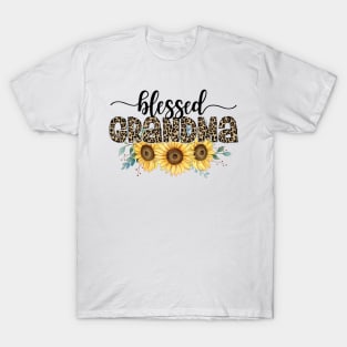 Blessed Grandma Leopard Sunflower T-Shirt